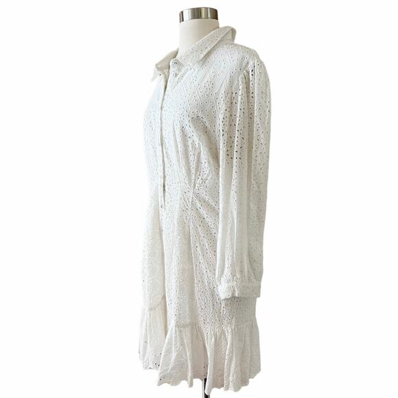 VERONICA BEARD Kylan Dress Mini Button Down Collared Cotton White Long Sleeve 12 - Picture 10 of 11